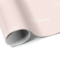 Chic blush pink custom script name text elegant wrapping paper