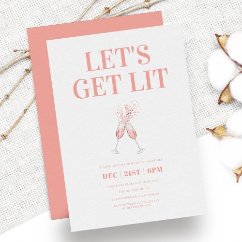 Chic Blush Pink Cute Christmas Party Invitation
