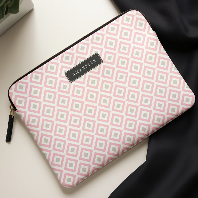 Chic Blush Pink Diamonds Pattern Laptop Sleeve (Creator Uploaded)
