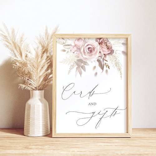Chic Blush Pink Dusty Rose Floral Cards and Gifts Poster