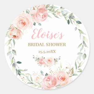 Chic Blush Pink Floral Baby Bridal Shower Birthday Classic Round Sticker