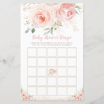 Chic Blush Pink Floral Baby Shower Bingo Game