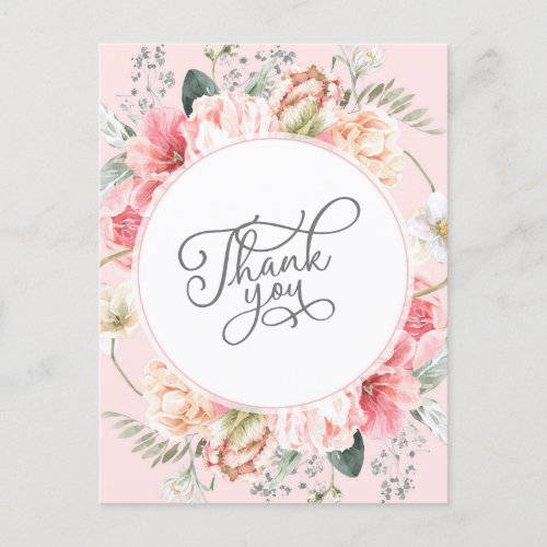 chic blush pink floral boho bridal shower postcard