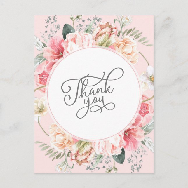 chic blush pink floral boho bridal shower postcard (Front)