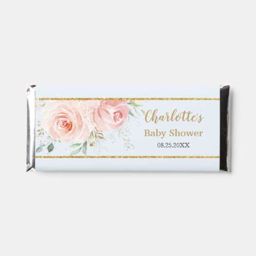Chic Blush Pink Floral Boy Baby Shower Thank You Hershey Bar Favors