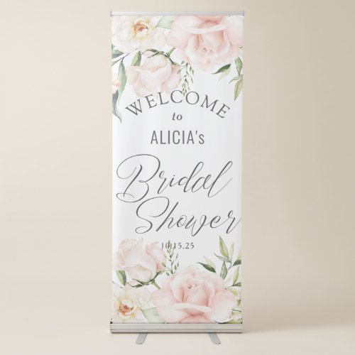 Chic blush pink floral bridal shower welcome sign