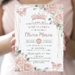 Chic Blush Pink Floral Butterflies Quinceañera Invitation<br><div class="desc">Personalize this elegant blush floral Quinceañera / Sweet 16 birthday invitation easily and quickly. Simply click the Edit Using Design Tools button to further edit the texts, change fonts and fonts colors. Featuring soft watercolor blush flowers, rose gold butterflies and a rose gold geometric frame. Perfect for quinceanera, sweet sixteen,...</div>