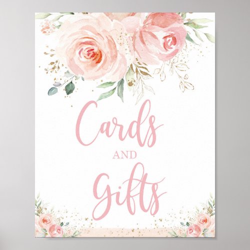 Chic Blush Pink Floral Cards and Gifts Tabletop  P Poster