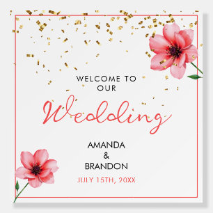 Chic Blush Pink Floral Confetti Frame Wedding Foam Board
