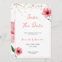 Chic Blush Pink Floral Confetti Frame Wedding