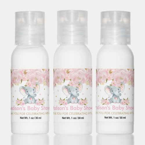 Chic Blush Pink Floral Elephant Baby Shower Favor Hand Lotion