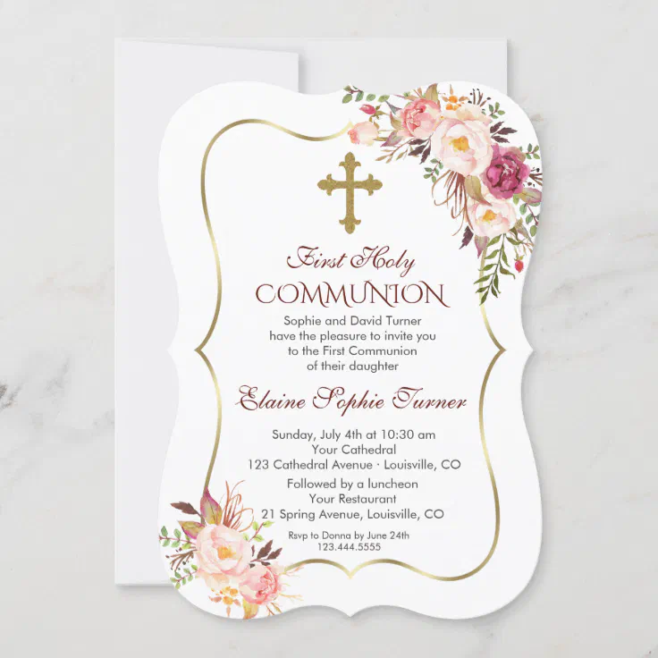 10 Personalised Communion Invitations Black & White Design 