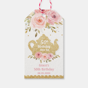 Chic Blush Pink Floral High Tea Party Birthday Gift Tags