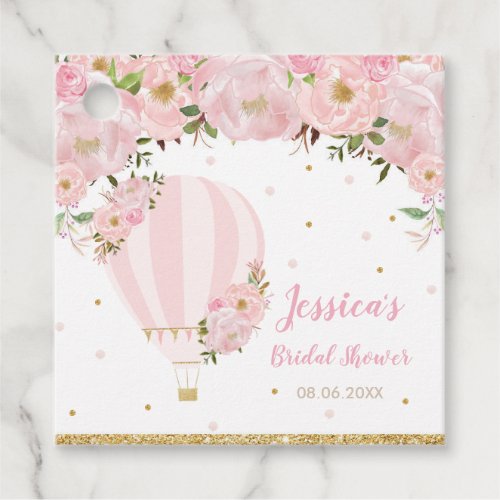 Chic Blush Pink Floral Hot Air Balloon Thank You F Favor Tags