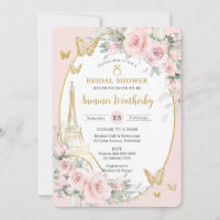 Chic Blush Pink Floral Paris Eiffel Bridal Shower 