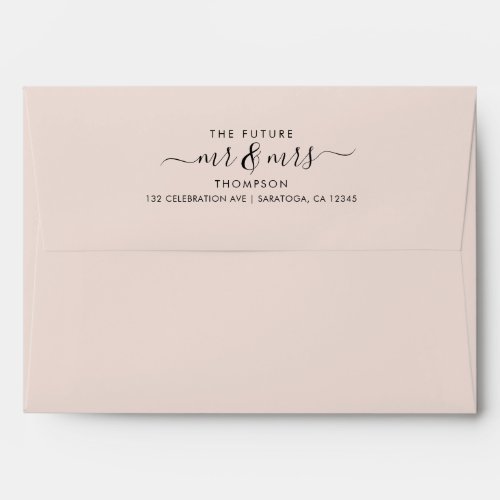 Chic Blush Pink Future Mrs and Mr Return Address Envelope