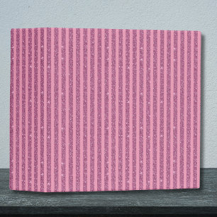 Chic Blush Pink Glitter Style Vertical Stripes 3 Ring Binder