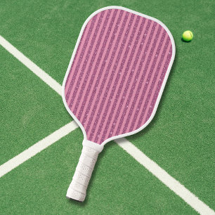 Chic Blush Pink Glitter Style Vertical Stripes Carbon Fiber Pickleball Paddle