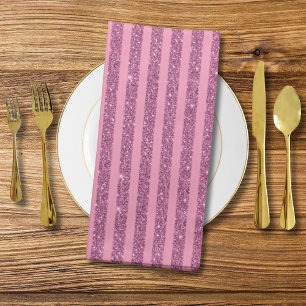 Chic Blush Pink Glitter Style Vertical Stripes Cloth Napkin