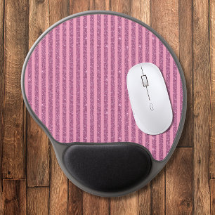 Chic Blush Pink Glitter Style Vertical Stripes Gel Mouse Pad