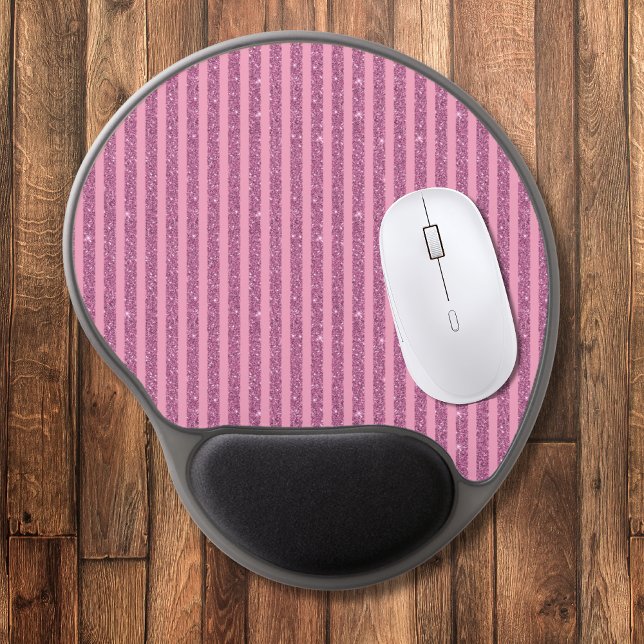 Chic Blush Pink Glitter Style Vertical Stripes Gel Mouse Pad (Creator Uploaded)