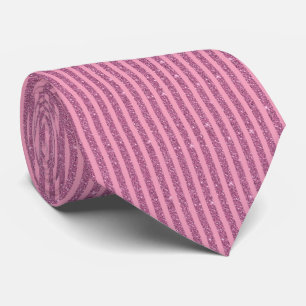 Chic Blush Pink Glitter Style Vertical Stripes Neck Tie
