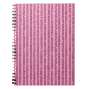 Chic Blush Pink Glitter Style Vertical Stripes Notebook