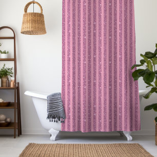 Chic Blush Pink Glitter Style Vertical Stripes Shower Curtain