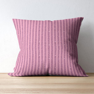 Chic Blush Pink Glitter Style Vertical Stripes Throw Pillow
