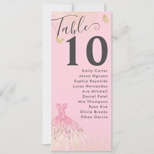 Chic Blush Pink Gold Glitter Gown Quinceanera Invitation (Back)