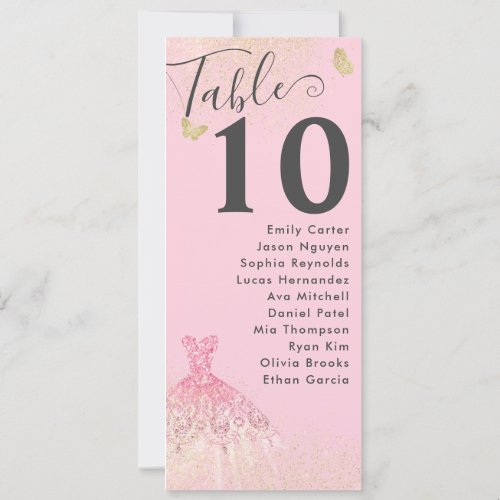 Chic Blush Pink Gold Glitter Gown Quinceanera Invitation