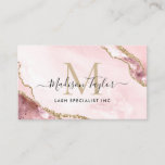 Chic Blush Pink Gold Glitter Marble Agate Monogram Business Card<br><div class="desc">Modern Elegant Chic Blush Pink Gold Glitter Marble Agate Monogram Business Card</div>