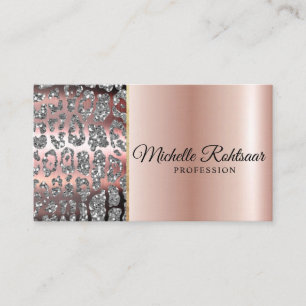 Chic Blush Pink Gold Glitter Marble Agate Monogram Business Card