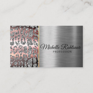Chic Blush Pink Gold Glitter Marble Agate Monogram Business Card