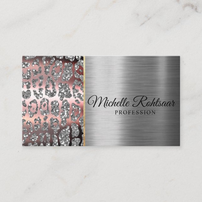 Chic Blush Pink Gold Glitter Marble Agate Monogram Business Card (Front)