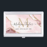 Chic Blush Pink Gold Glitter Marble Agate Monogram Business Card Case<br><div class="desc">Modern Elegant Chic Blush Pink Gold Glitter Marble Agate Monogram Business Card</div>