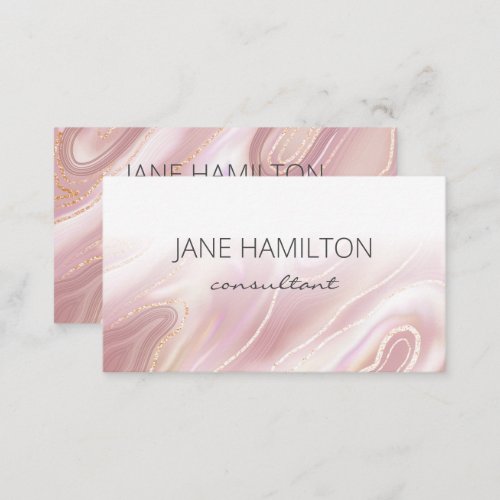 Chic Blush Pink Gold Glitter Marble Business Card