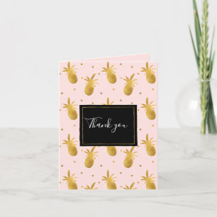 Chic Blush Pink Gold Pineapples and Dots Thank you