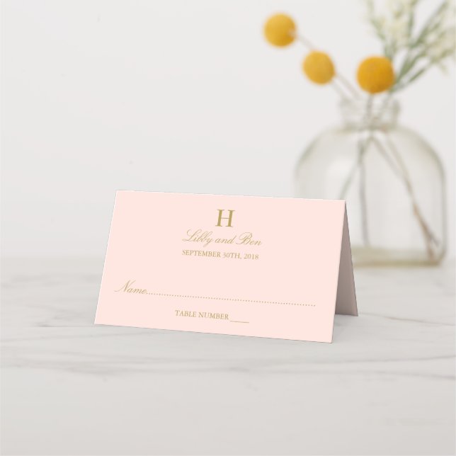 Chic Blush Pink & Gold Wedding Place Card (Front)