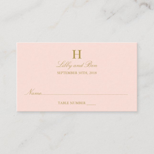 Chic Blush Pink & Gold Wedding Place Card (Front)