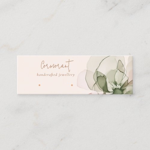 Chic Blush Pink Green Flower Stud Earring Display Mini Business Card