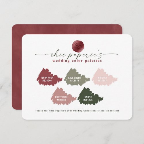 Chic Blush Pink  Green Wedding Color Palette Card