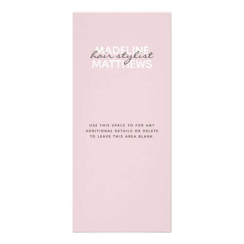 Chic Blush Pink Hair Stylist Service Price List Rack Card
