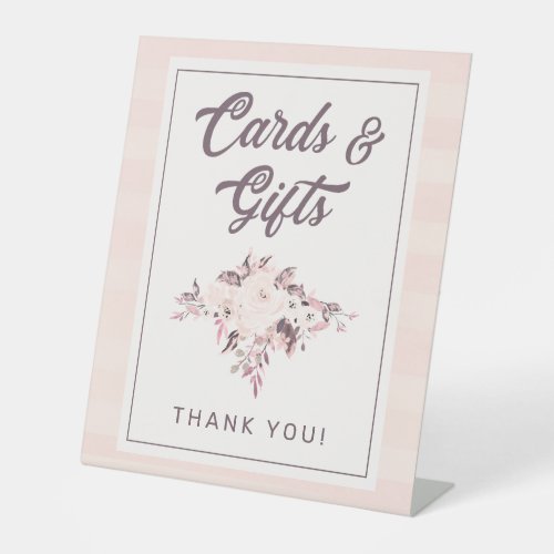 Chic Blush Pink Mauve  Peach Floral Cards  Gifts Pedestal Sign