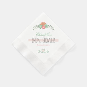 Chic Blush Pink Mint Green Floral Bridal Shower Napkins