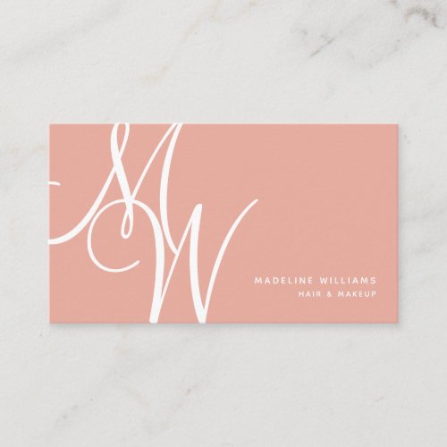 Chic Blush Pink Modern Monogram Script Initials Business Card