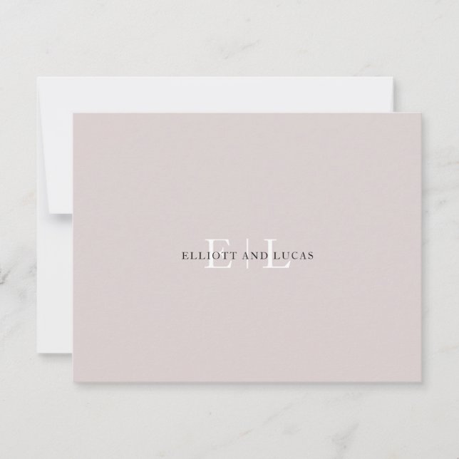 Chic Blush Pink Monogram Note Card (Front)