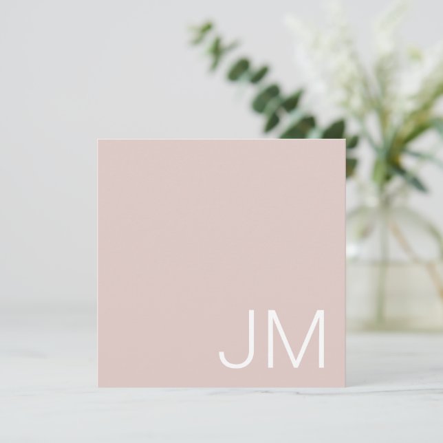 Chic Blush Pink Monogrammed Oversized Initials Note Card (Standing Front)
