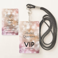 Chic Blush Pink Quinceañera Invite VIP Pass