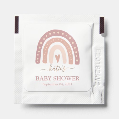 Chic Blush Pink Rainbow Girl Baby Shower Hand Sanitizer Packet